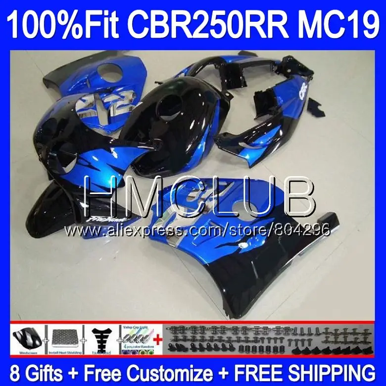 

Injection Body For HONDA CBR 250RR 250R CBR250 RR 88 89 87HM.20 CBR 250 RR MC19 CBR250R CBR250RR 1988 1989 Fairing Blue black