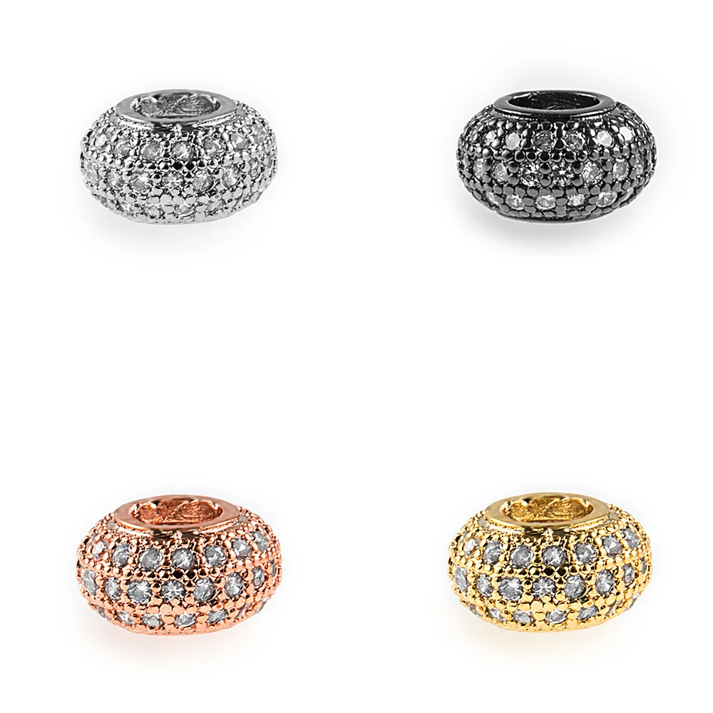 

CZ Basic Spacer Beads DIY Metal Bead Brass Micro Pave CZ Zircon Charm Beads for Men Jewelry Bracelet Wholesale QM162