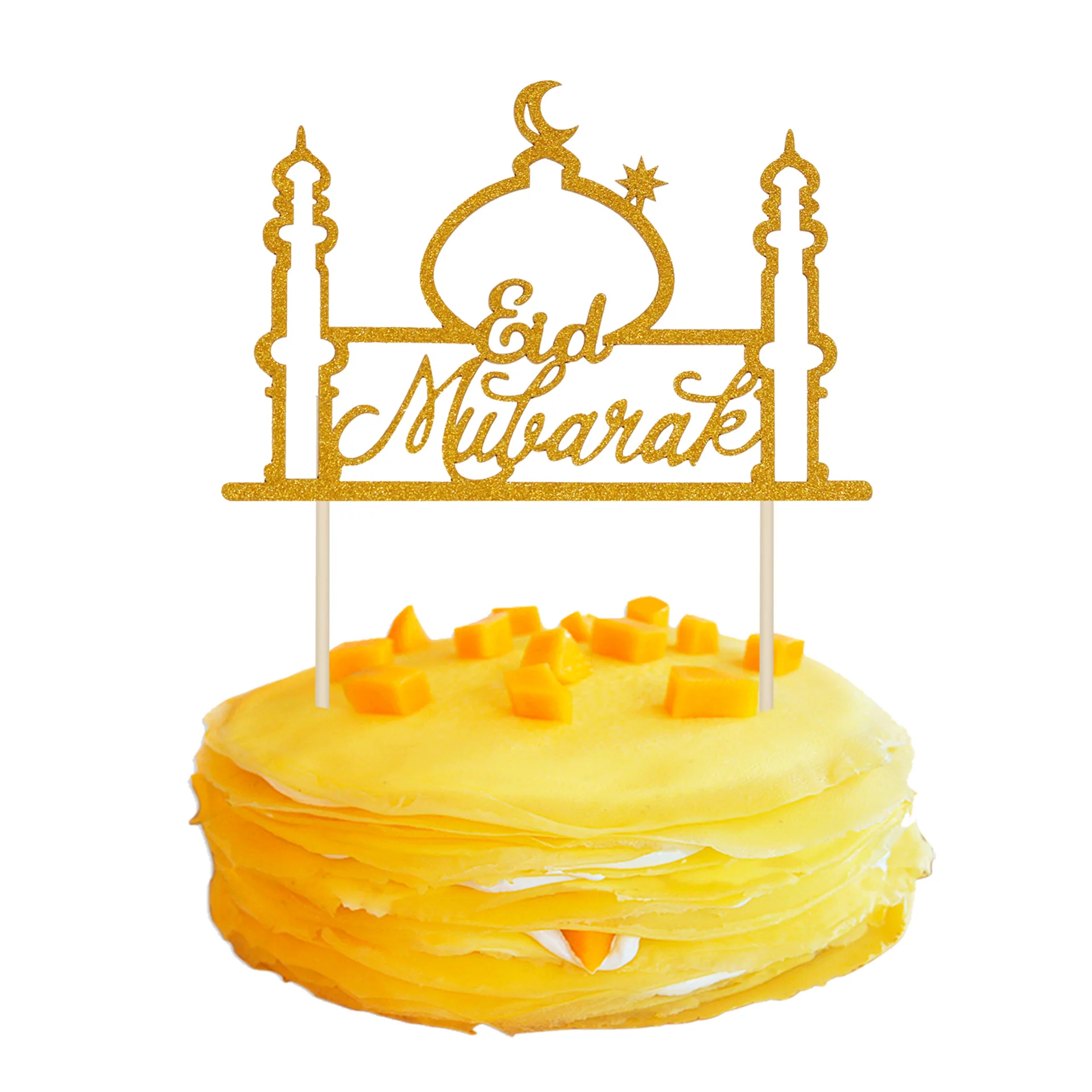 3 шт. Торт Топперы ИД Мубарак замок для свадьбы или «нулевого дня рождения» день рождения Рамадан Декор золото украшения для кексов мусульманских выпечки
