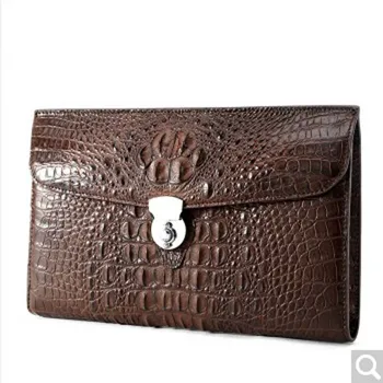 

yinggemashi Man clutch bag crocodile skin large capacity leather hand bag man simple atmosphere men bag business lock envelope