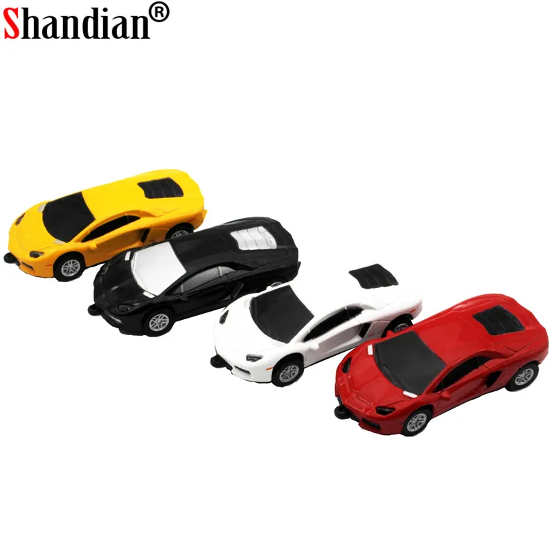 SHANDIAN Ferrari, спортивный автомобиль, USB флеш-накопитель, 4 ГБ, 8 ГБ, 16 ГБ, 32 ГБ, 64 ГБ, автомобильный u-диск, металлическая ручка, полный объем, мультфильм