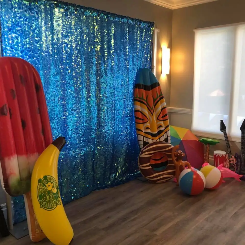 

8ft/2.4m Seamless Blue large sequin background with pockets for photo booth