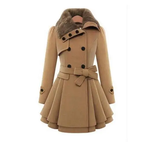 Зимнее женское пальто из шерсти и смесовой ткани, Женская куртка, зимнее женское пальто, теплая ветровка размера плюс, Abrigos Mujer Invierno, Новинка - Цвет: camel