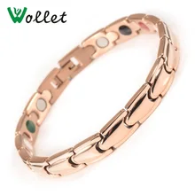 Wollet Ювелирные изделия 316L браслет из нержавеющей стали для мужчин женщин розовое золото цвет 5 в 1 Магнитный Инфракрасный германий порошок турмалин