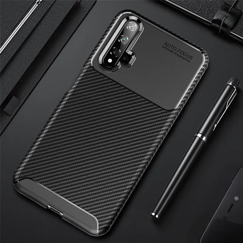 

Slim Case For Huawei Honor 20 Case Carbon Fiber Cover Shockproof Phone Case For Honor 20 Pro Lite Case Soft TPU Silicone Bumper
