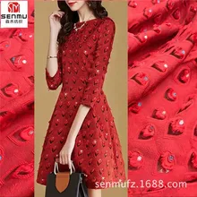 Жаккардовая ткань трехмерная розовая Золотая жаккардовая розовая ткань осенне-зимнее модное гобеленовое платье DK11