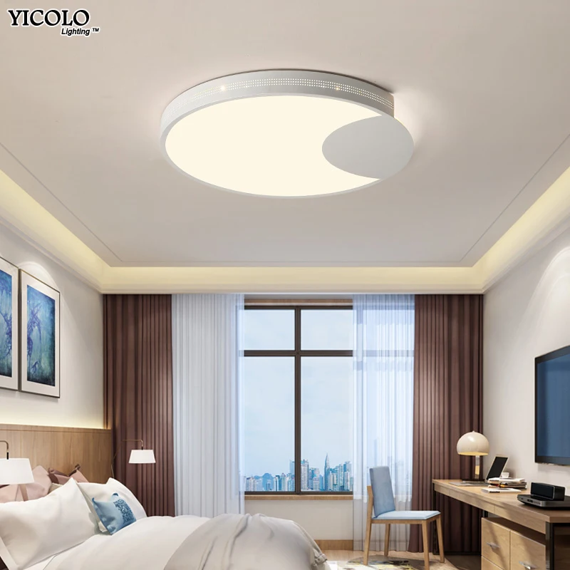 

Acrylic Ceiling lights round lampshade with black or white body for living room bedroom home decorative lamparas de techo
