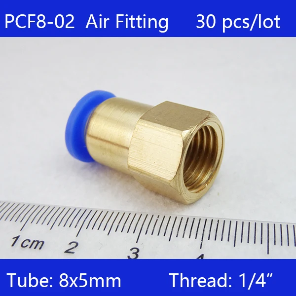 

Free shipping 30Pcs PCF8-02, 1/4" PT Female Thread 8mm Push In Joint Pneumatic Quick Fittings