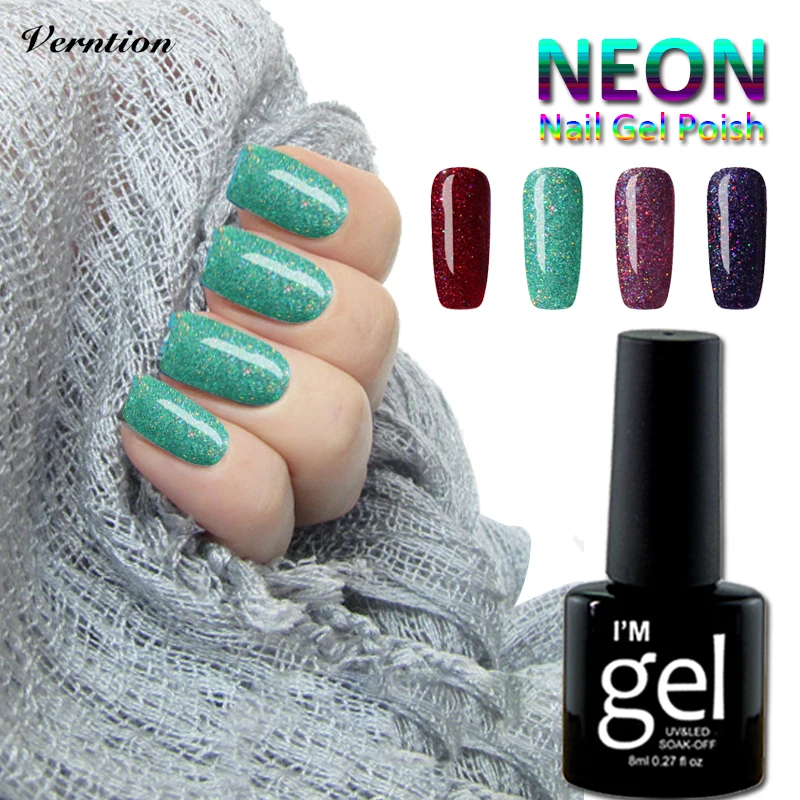 

Verntion Semi Permanent Neon Acrylic Gel Nail Extension Colorful Poly Gel Soak Off Long Lasting Glitter Lucky Gel Nail Polish