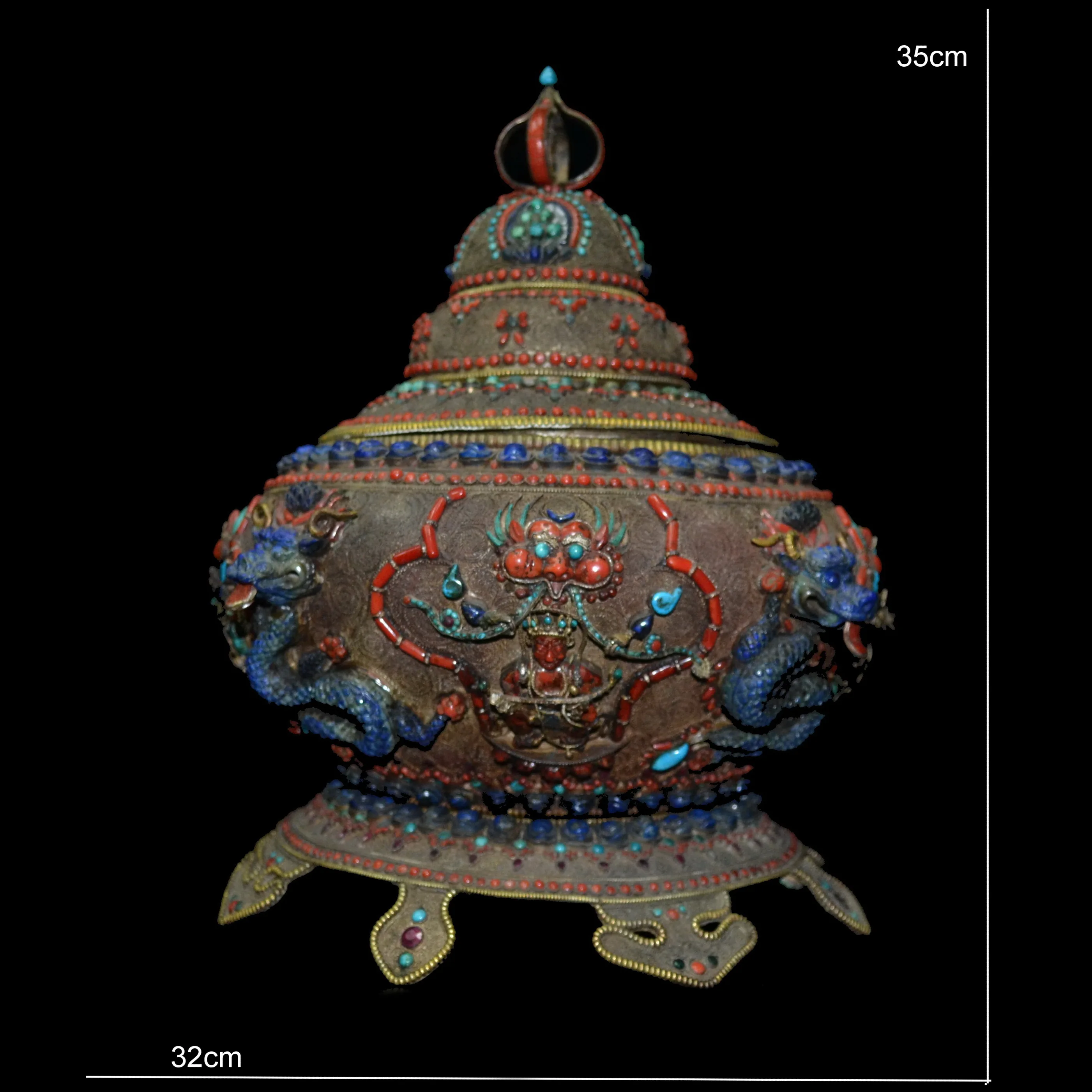 

Treasure chest turquoise inlaid ruby lapis lazuli Nepal