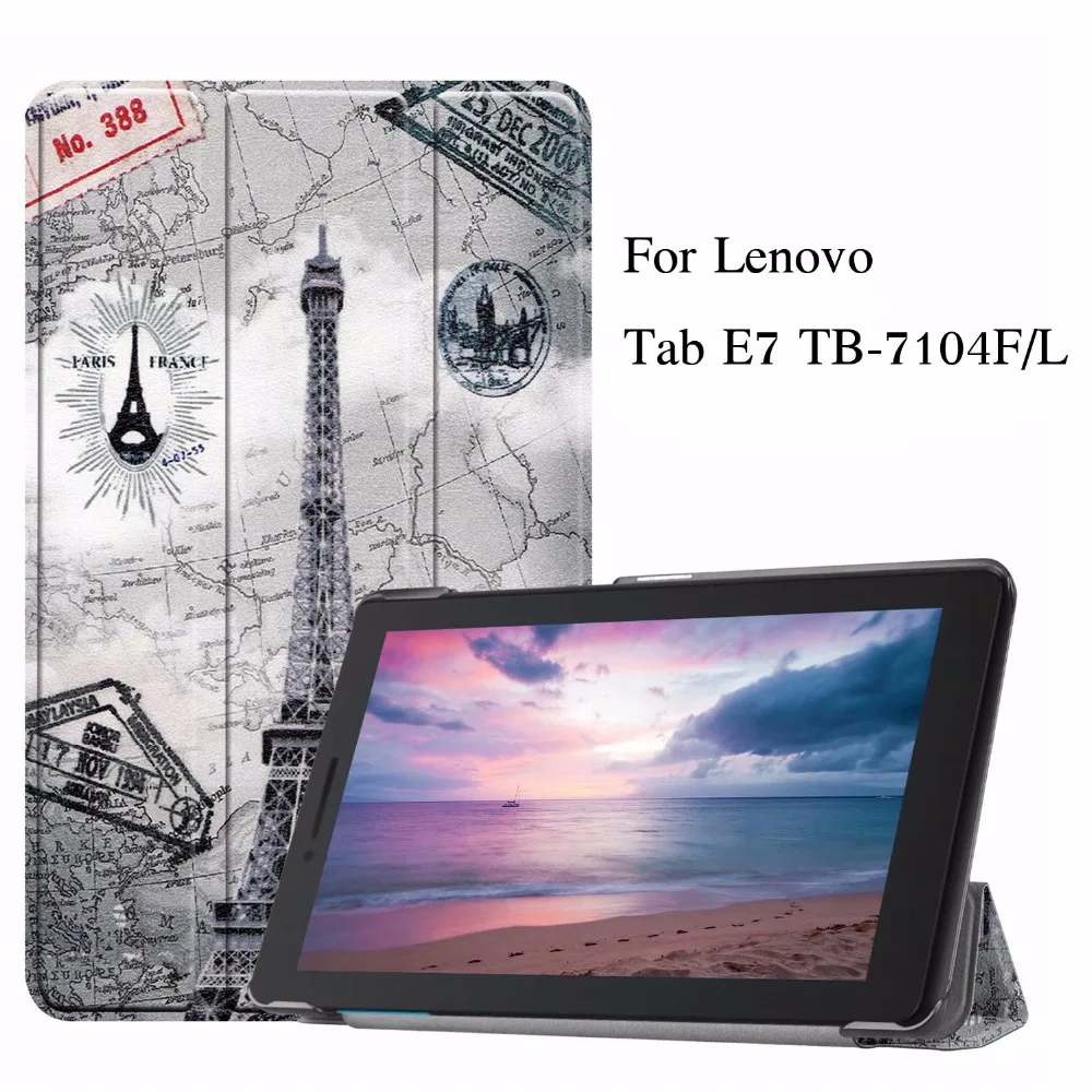 

Slim Magnetic Folding Flip PU Case Cover For Lenovo Tab E7 Cases TB-7104F TB 7104F TB-7104L 7.0'' Tablet Protective shell