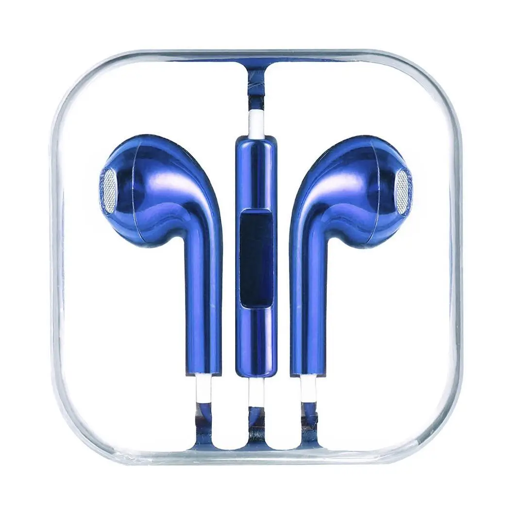 

3.5mm Wired Earphones Stereo Bass In-ear Headset Wired-controlled Computer Phone Generic Earpieces With Microphone Gold Blue
