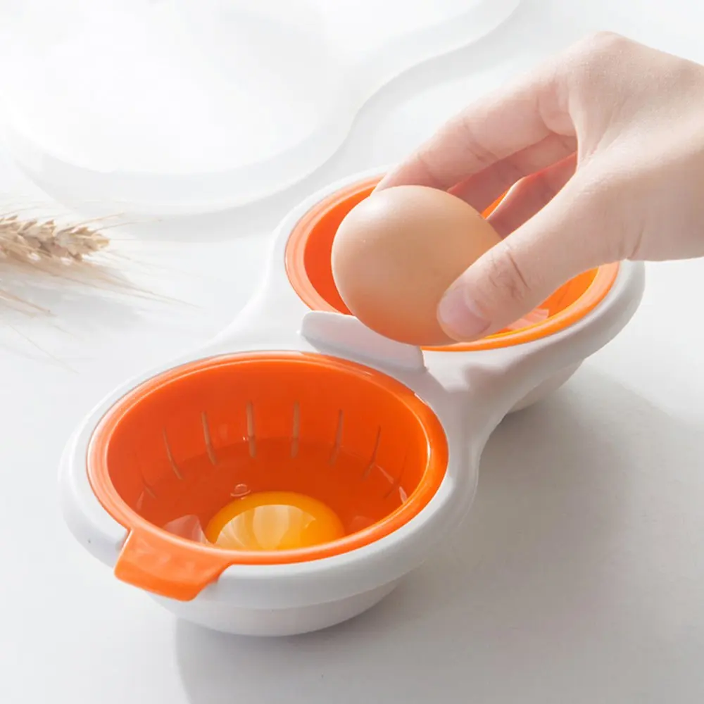 

Microwave Egg Poacher BPA Free Cookware Double Cup Egg Cooker Microwave Steamer Egg Poaching Cup Kitchen Gadget