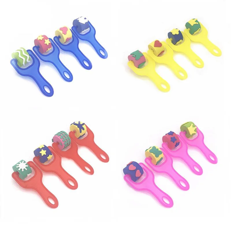 

4Pcs/Set Sponge Paint Roller Brush Kid Art Star Craft Painting Tool Children Early Education Drawing Toy Graffiti Supplies
