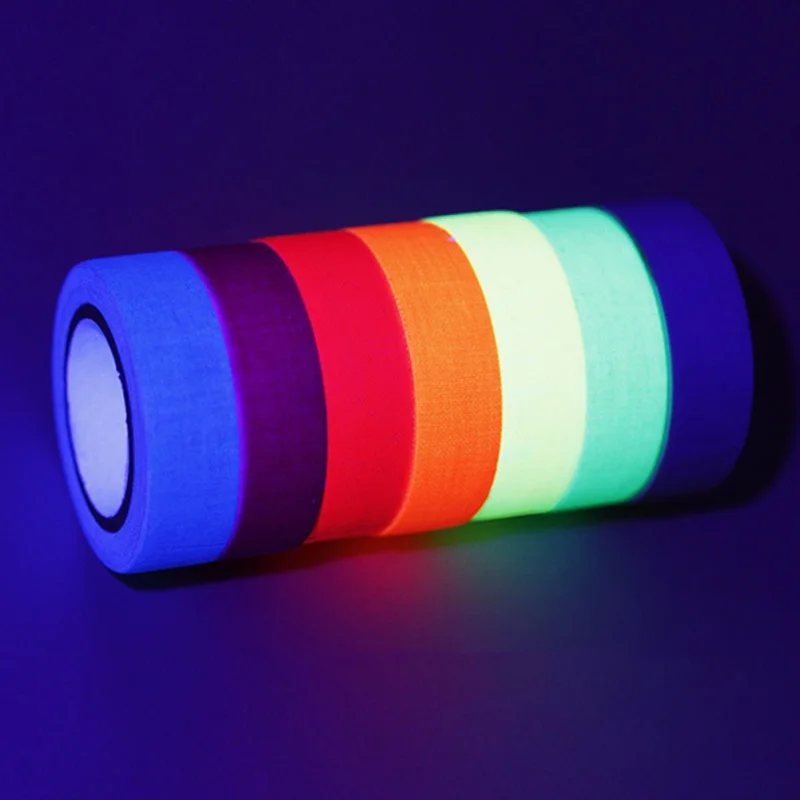 

6pcs/Set Fluorescent Tape UV Blacklight Reactive Glow in The Dark Tape Neon Gaffer Glow Tape Safety Warning for Home Decor