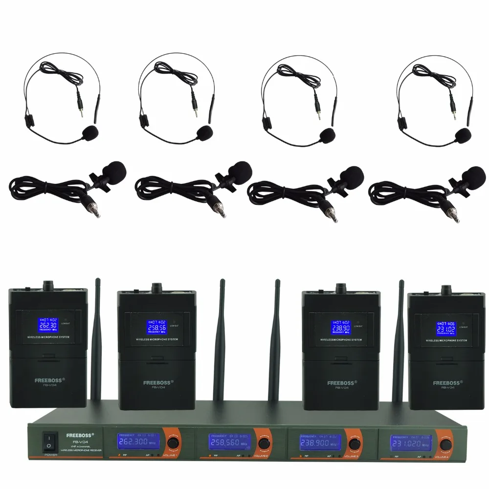 FREEBOSS FB V04H4 профессиональные микрофоны VHF KTV вечерние 4 гарнитура беспроводной