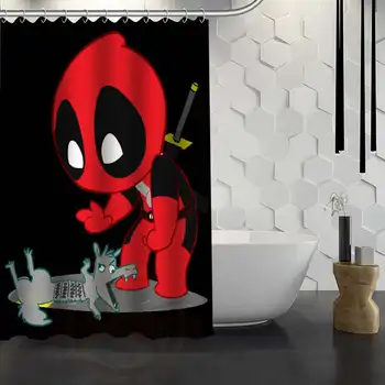 

Custom Day Of The Dead Deadpool Shower Curtain With Hooks Fabric Bath Curtain for Bathroom