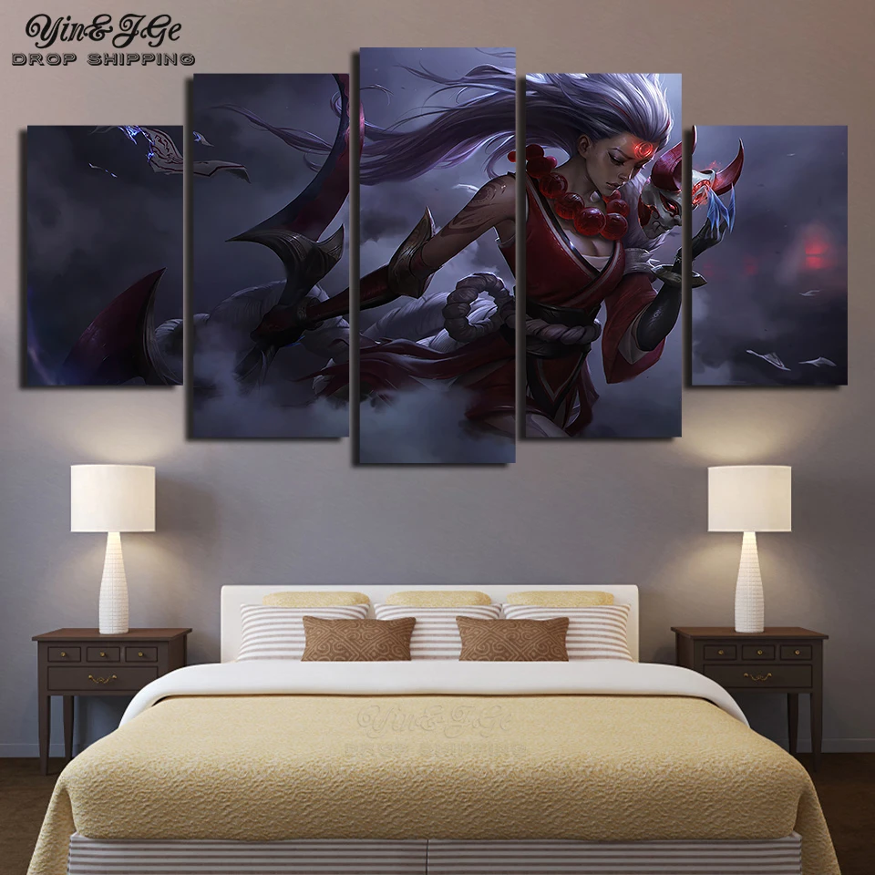 Hd печатает фотографии 5 шт. League of Legends крови Луна Диана повесить картину Wall Art