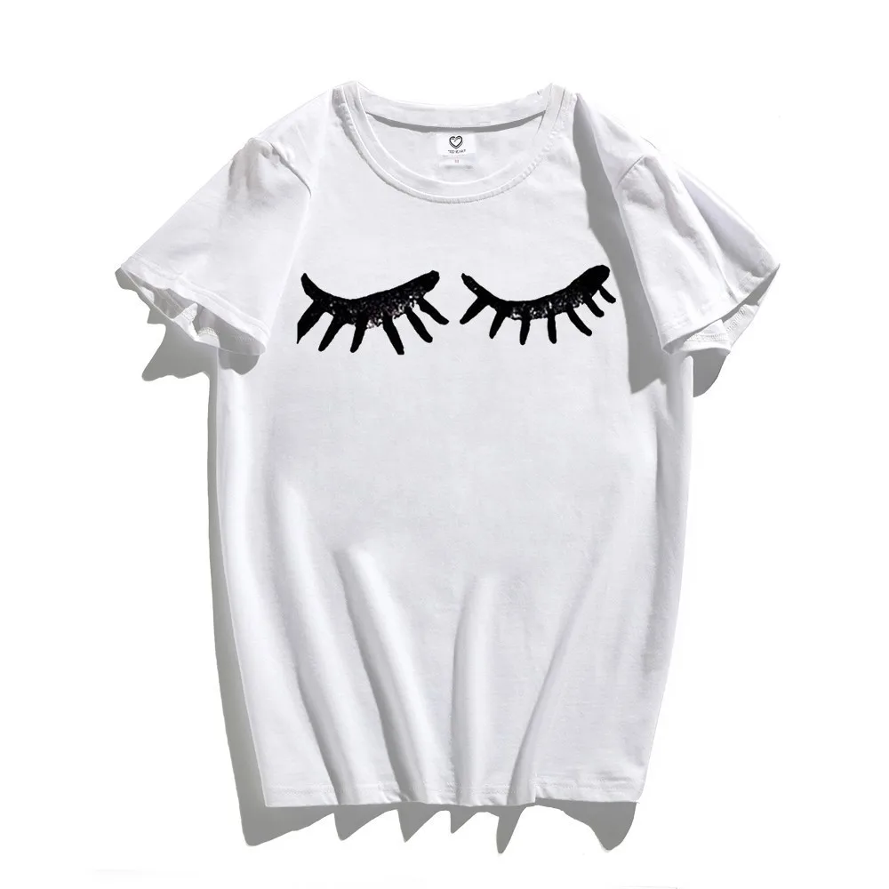 TEEHEART винтажные модные ресницы для глаз красные губы свободные футболки женские