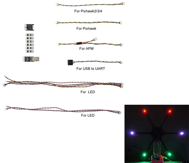 

Pixhawk APM2.8 Mavlink LED Controller V2.0+RGB Navigation Light LED+USB to UART Module Adapter Fr Ardupilot/PX4 FPV Drone