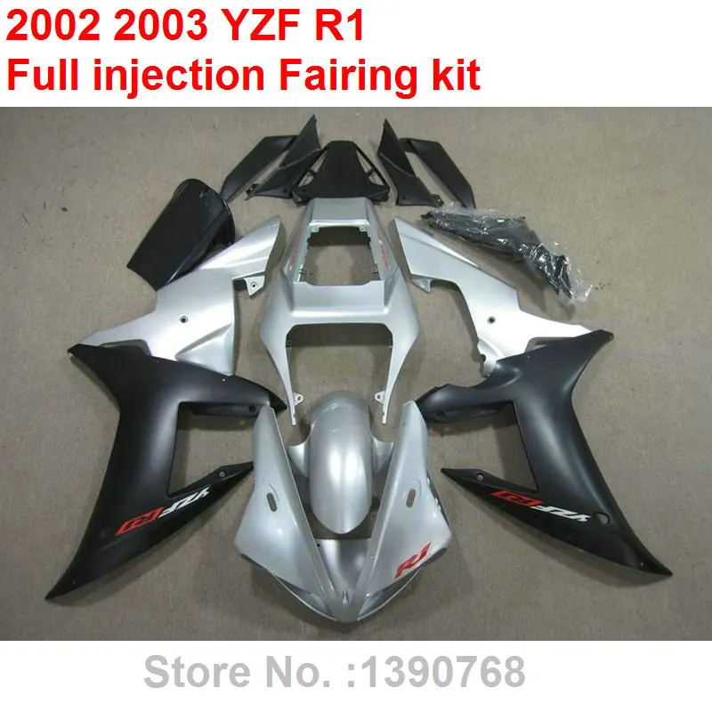 

ABS plastic fairings for YAMAHA injection molding R1 02 03 silver black fairing kit YZF R1 2002 2003 XF20