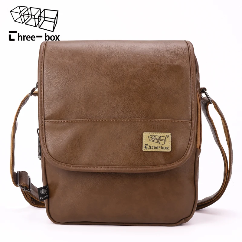 

Three-box Brands Men Crossbody Bags Leather Shoulder Bags Male Business Messenger Bags For Men Vintage Zipper Designer Bags