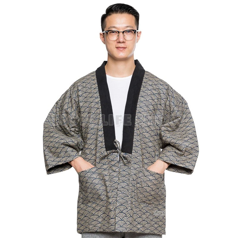 Японский для мужчин и женщин Hanten зимний теплый стеганый ватник кимоно Haori пальто Верхняя одежда
