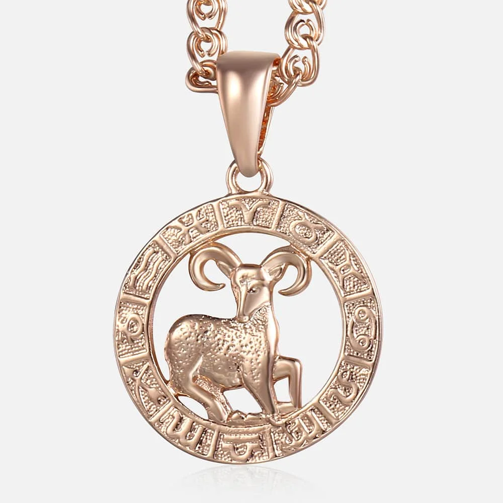 Aries Pendant Necklace For Women 585 Rose Gold 12 Zodiac Constellation
