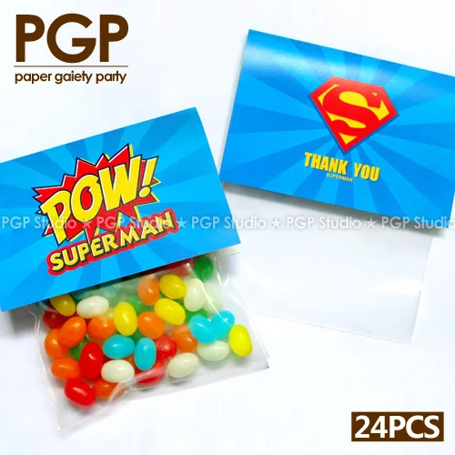 

[PGP] Superman Candy Bags, for Children's Day Kids Boy Birthday Baby shower Party, Superhero Cartoon Package Gift Decoration