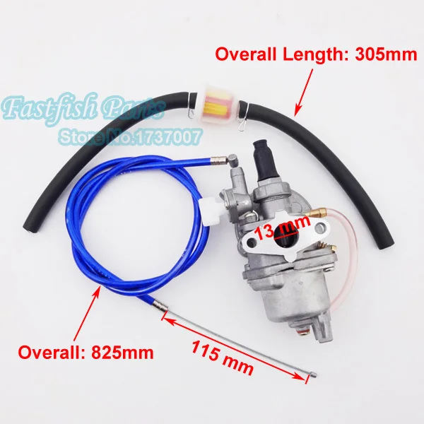 13mm Carb Carburetor & Blue Gas Throttle Cable Fuel Filter Hose Line