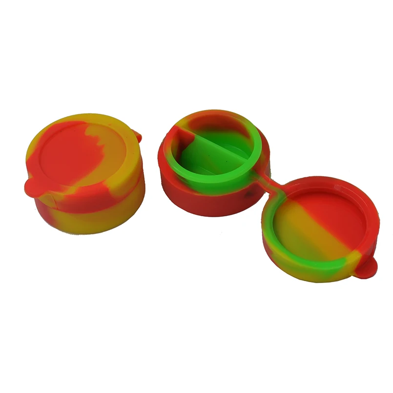 

2pcs 10ml silicone jar dab with lid bho concentrate dab wax herb rubber silicone jars container for Home Storage Boxes