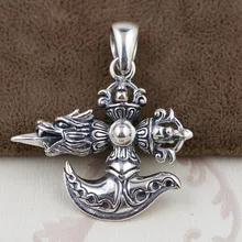S925 Sterling Silver Pendant Jewelry Wholesale Silver Antique Style Mens accessories Buddhist cross clubbing