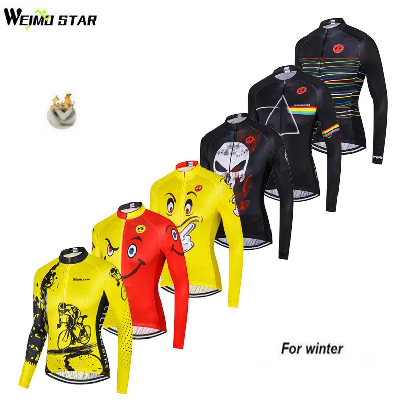 

Weimostar Pro Team Winter Cycling Jersey Long Sleeve Cycling Clothing Men Thermal Fleece MTB Bike Jersey Ropa Ciclismo Invierno
