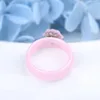 Bagues de mariage en céramique rose, bijoux mignons avec fleur rose, cristal scintillant, ne se décolore jamais, matériau sain, cadeau ► Photo 3/6