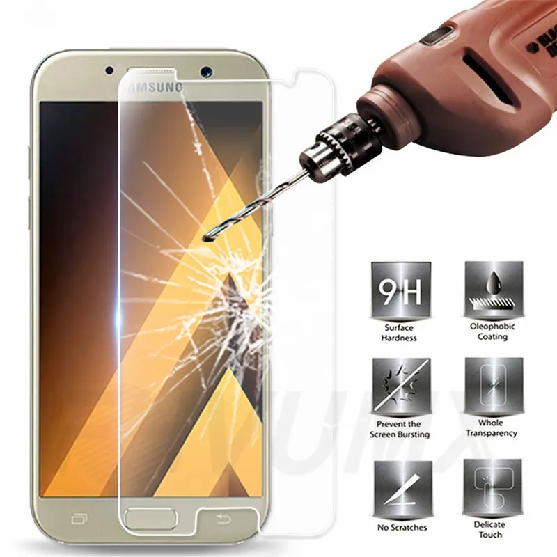 

9H Protective Glass on the For Samsung Galaxy A3 A5 A7 J3 J5 J7 2015 2016 2017 J530 Tempered Screen Protector Glass Film Case