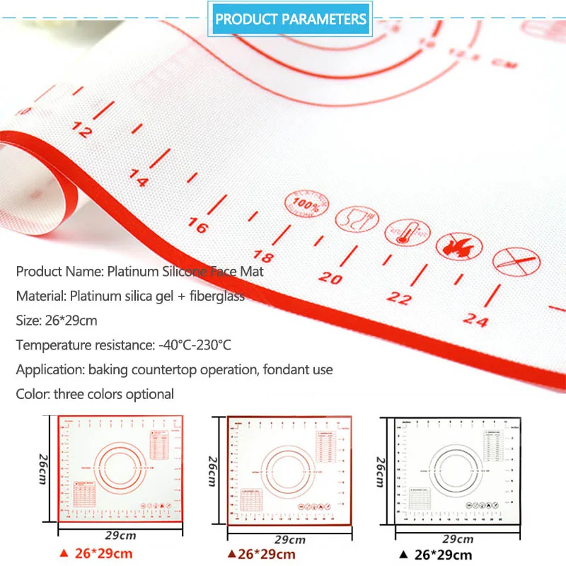 26*29 см антипригарное силиконовые коврик для выпекания разминка коврик для теста коврик для выпечки жаропрочный вкладыш колодки Инструменты для приготовления пищи