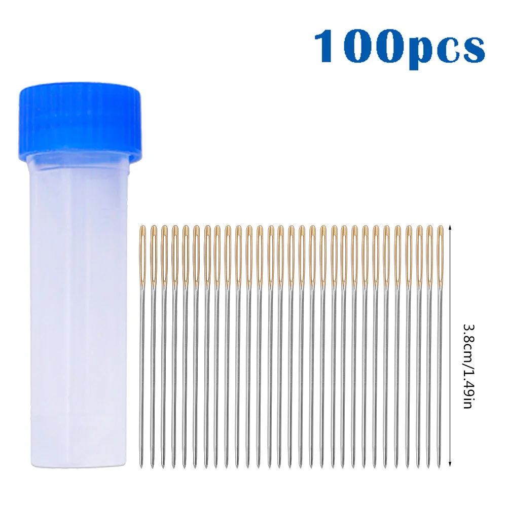 LMDZ 100/30 PCS Golden Tail Embroidery Fabric Cross Stitch Needles Size 22#24#26#Stitch Cloth Sewing Kit Tools Sewing Needles