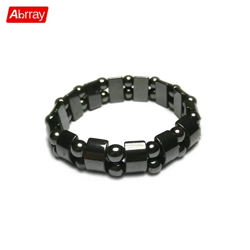 

Abrray Hematite Magnetic Beads and Blocks Bracelet Men's Health Care Bracelets Unisex Elastic Bangles For Women Black Jewelry