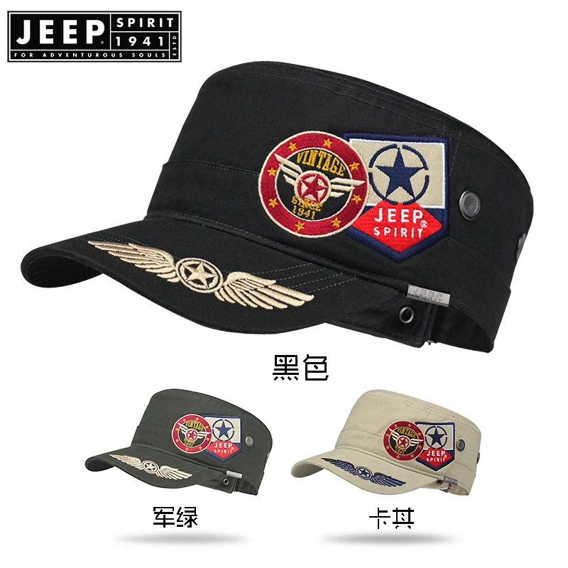 

JEEP SPIRIT Brand New 2019 Fashion Flat Roof Military Hats Casual Sun Shade Bush Hat Baseball Field Cap For Men Women Gorras