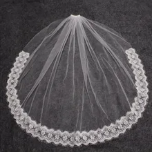 Partial Eyelash Lace Wedding Veil Short Bridal Veil with Comb One Layer Ivory Veil Wedding Accessories Veu de Noiva