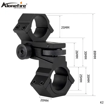 

AloneFire K2 Tactical 2 Way Use Double Ring Diameter 25.4mm/30mm Mount Adjustable Elevation Windage for Scope Sight Hunting