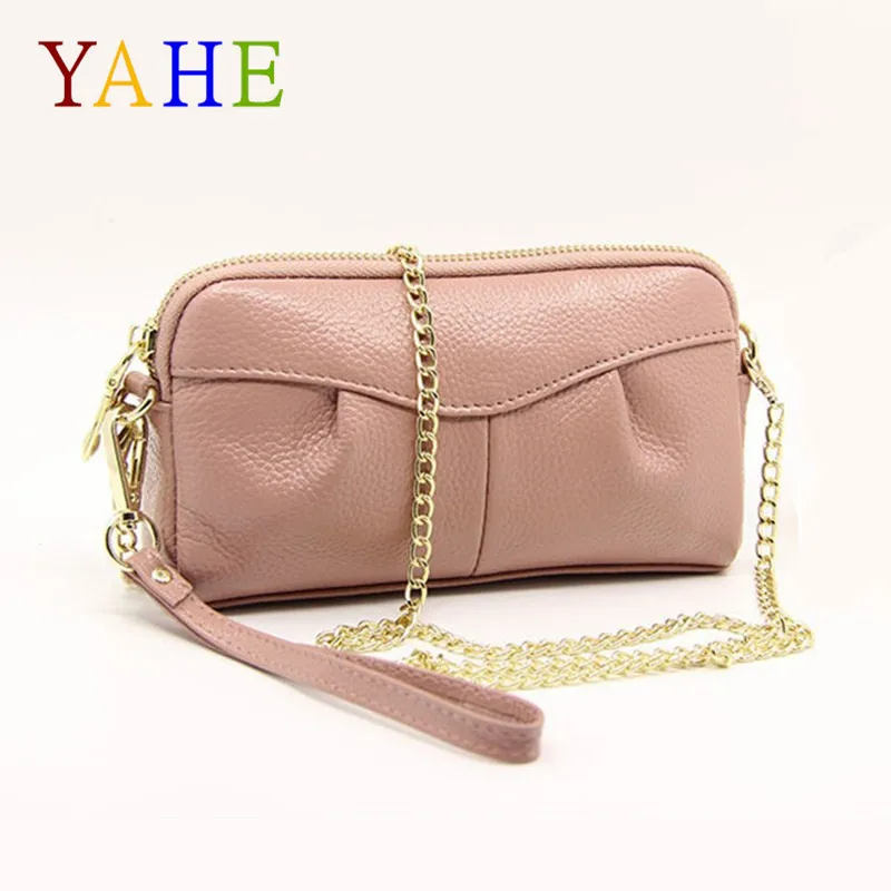 

YaHe Ladies Handbags Long Genuine Leather Clutch Wallets Women Cross Over Shoulder Bags With Chain Coin Phone Money Card Pouch