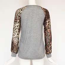 Fashion Casual Long Sleeve Chiffon Leopard Blouse Women