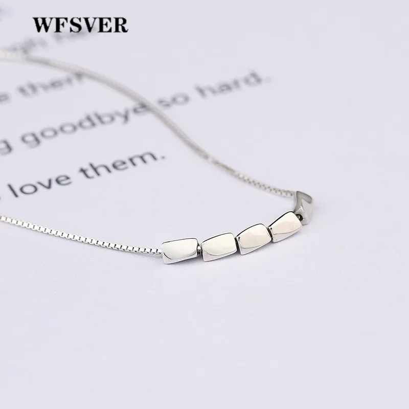 

WFSVER 925 Sterling Silver Pendant Necklace For Women Simple Transfer beads Pendant Necklace Korea Style Fine Jewelry Present