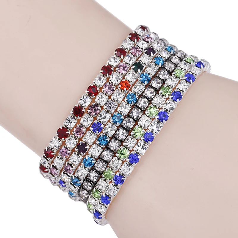 

Sale 1PC Rhinestones Charming New Fashion Elastic Bracelet For Women Crystal Shining Girls Bangle Gift