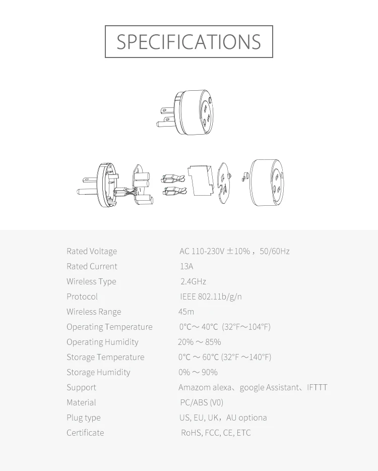 Нео Wi Fi США Smart разъём ПДУ устройства мощность вкл/выкл через приложение разъем работает с Amazon Alexa и Google IFTTT
