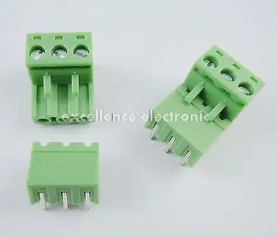 

10 Pcs 5.08mm Pitch Right Angle 3 pin 3 way Screw Terminal Block Plug Connector 2EDG