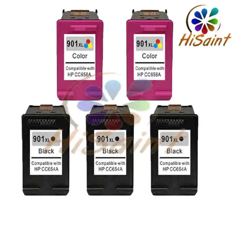

hisaint 3BK+2C ink cartridge for HP 901 XL CC654A CC656A nkjet Printer Ink Cartridge for hp901 Officejet J4550 J4580 J4680 sale