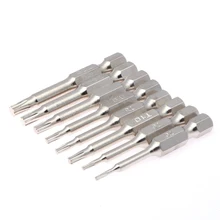 8Pcs/set 50mm Torx Bit Set Magnetic Bits S2 Chrome Plated Steel Torx Screwdriver Bits Set New T5 T6 T8 T9 T10 T15 T20 T25