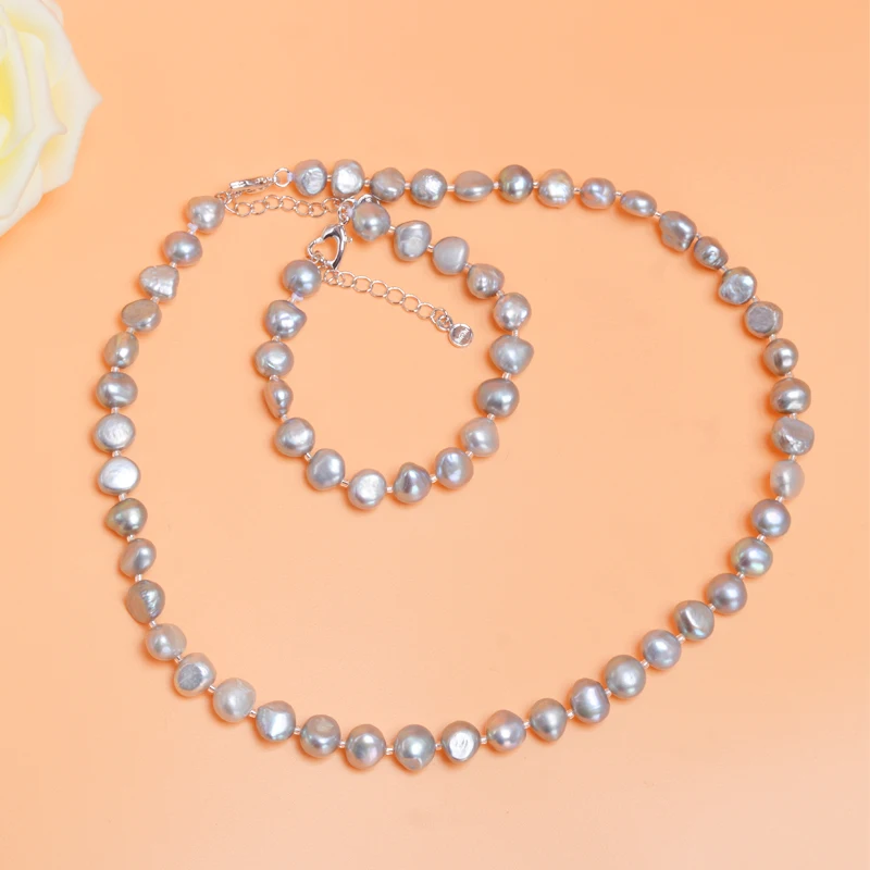 ASHIQI-Gary-Baroque-Natural-pearl-Jewelry-Sets-Real-Black-Freshwater-pearl-Necklace-Bracelet-for-women-New